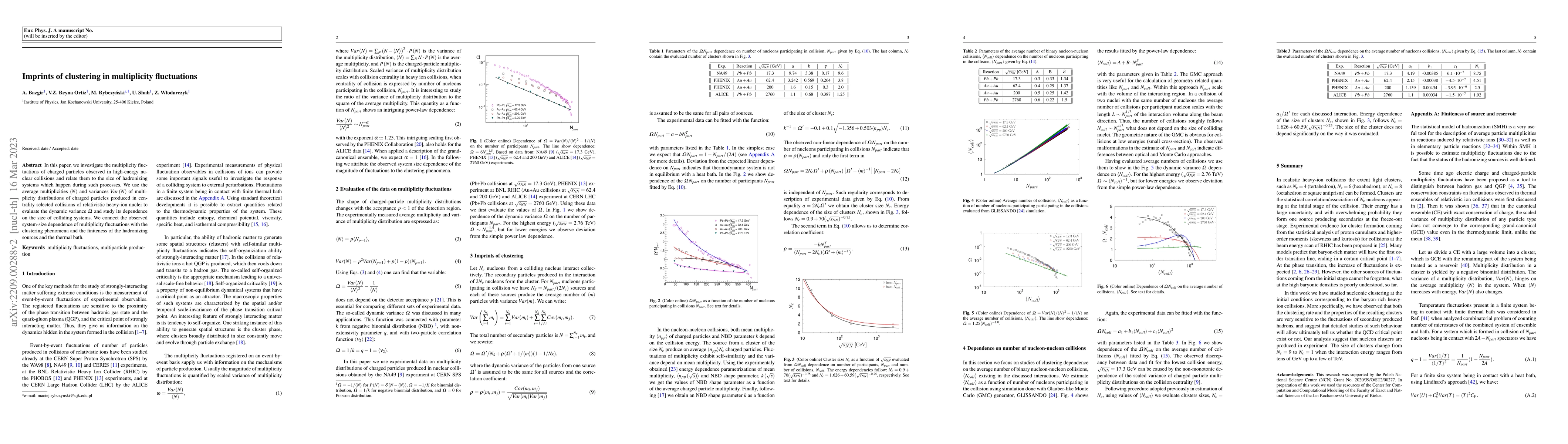 Thumbnail for Imprints of clustering in multiplicity fluctuations