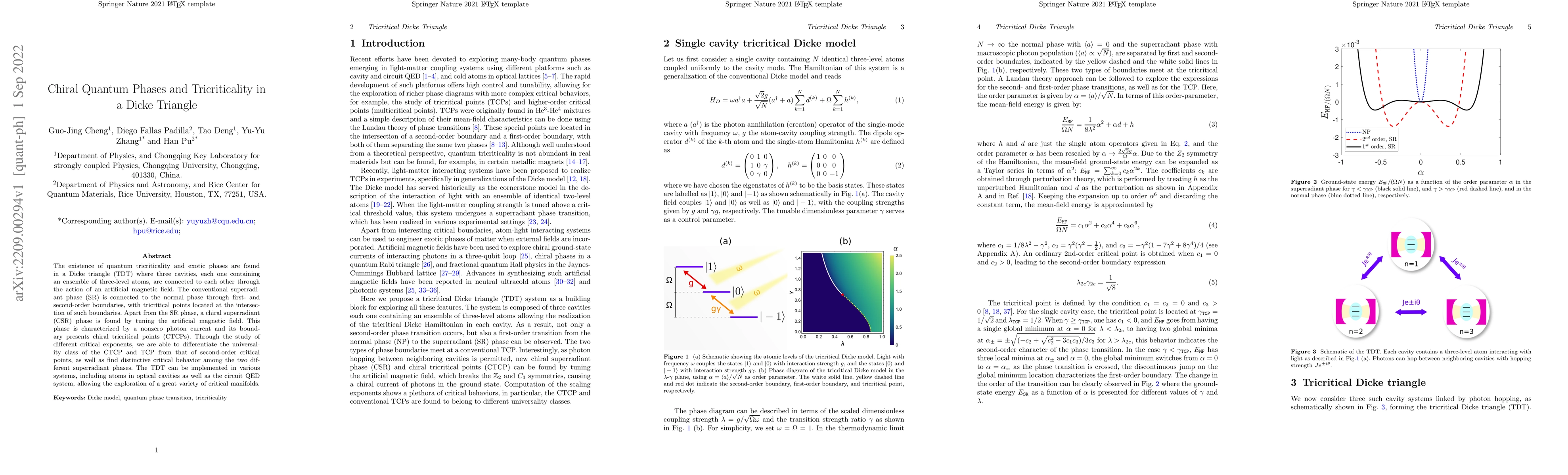 Thumbnail for Chiral Quantum Phases and Tricriticality in a Dicke Triangle
