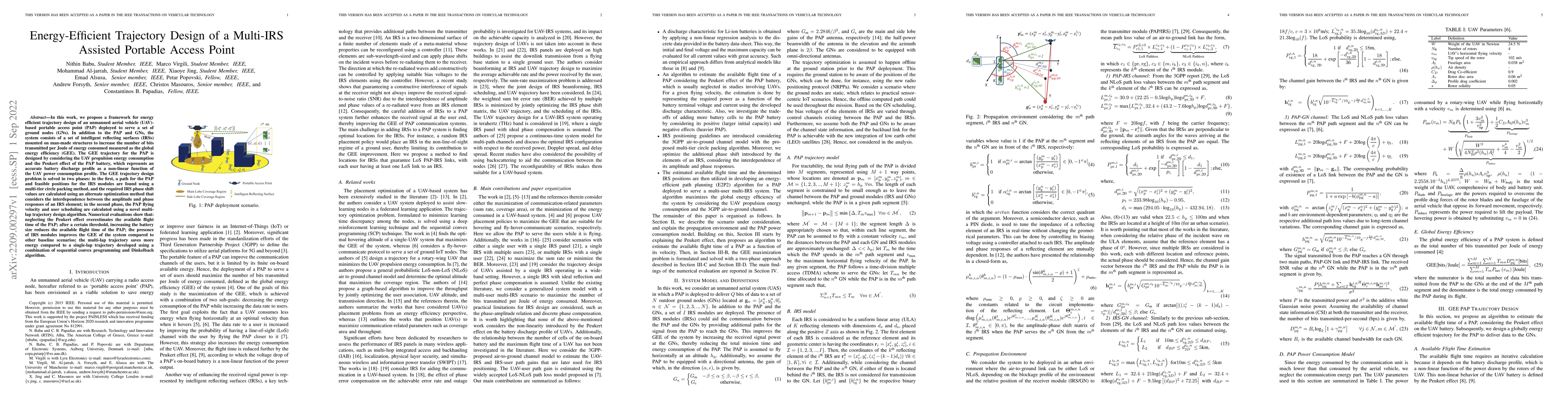 Thumbnail for Energy-Efficient Trajectory Design of a Multi-IRS Assisted Portable
  Access Point