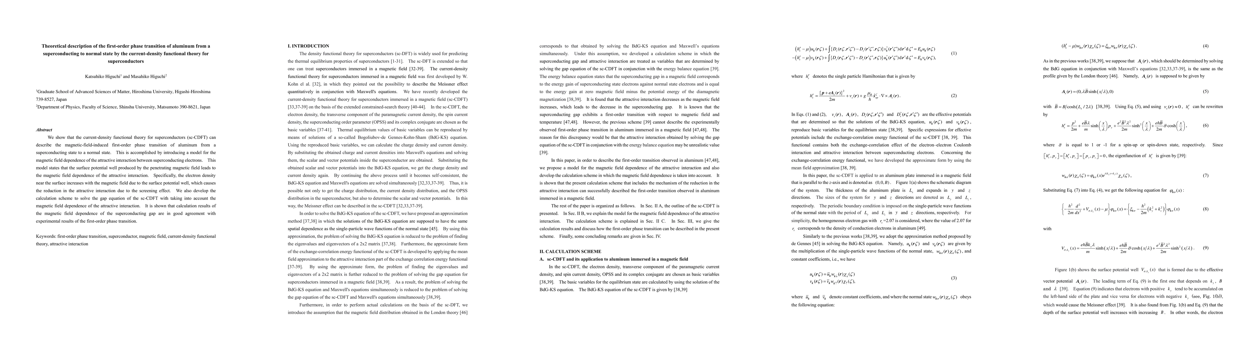 Thumbnail for Theoretical description of the first-order phase transition of aluminum
  from a superconducting to normal state by the current-density functional
  theory for superconductors