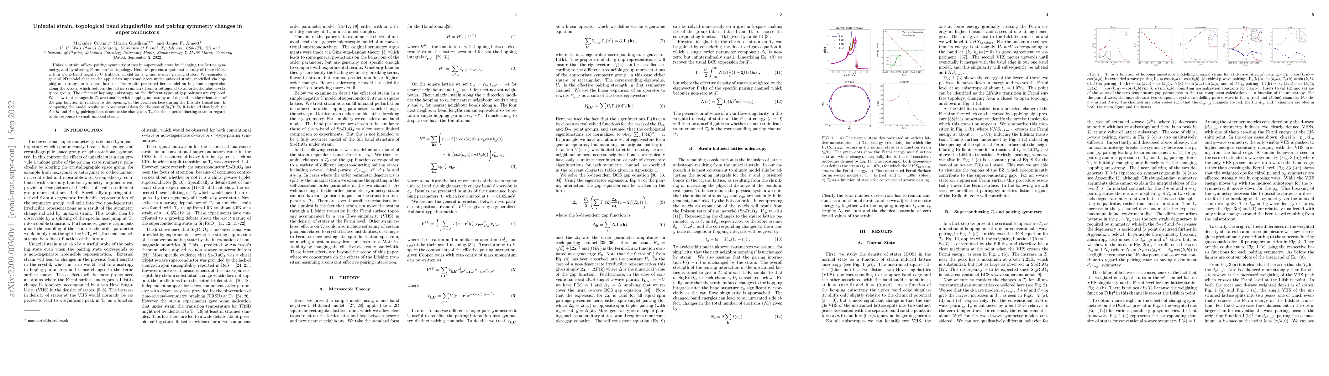 Thumbnail for Uniaxial strain, topological band singularities and pairing symmetry
  changes in superconductors
