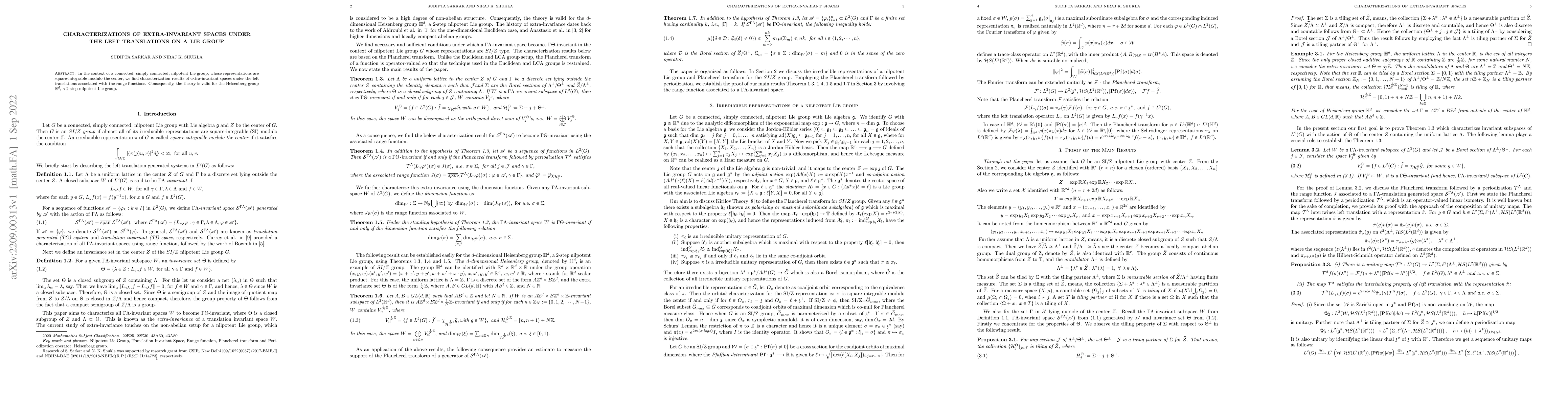 Thumbnail for Characterizations of Extra-invariant spaces under the left translations
  on a Lie group