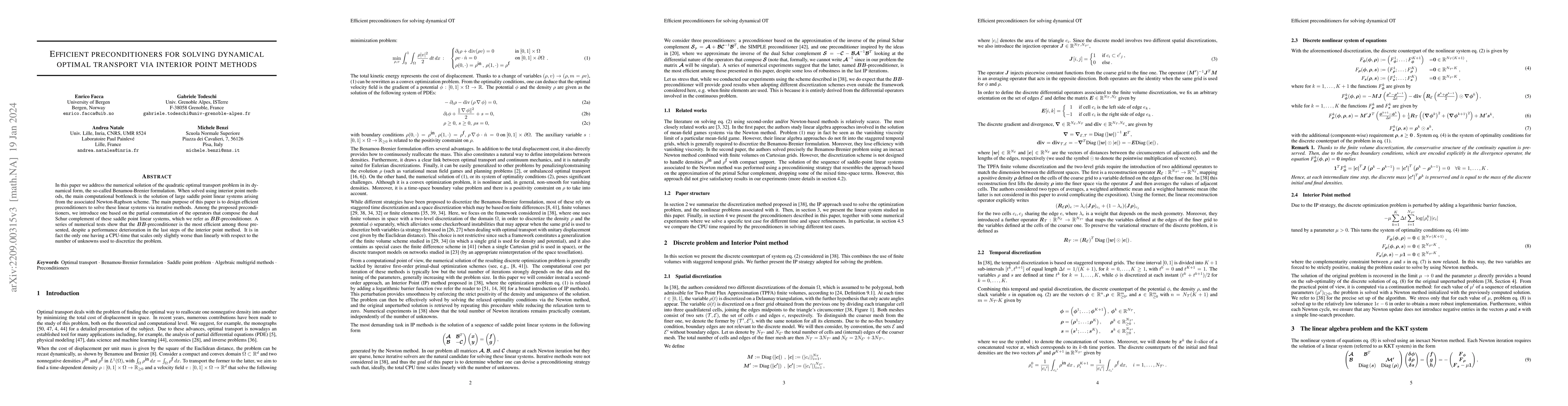 Thumbnail for Efficient preconditioners for solving dynamical optimal transport via
  interior point methods