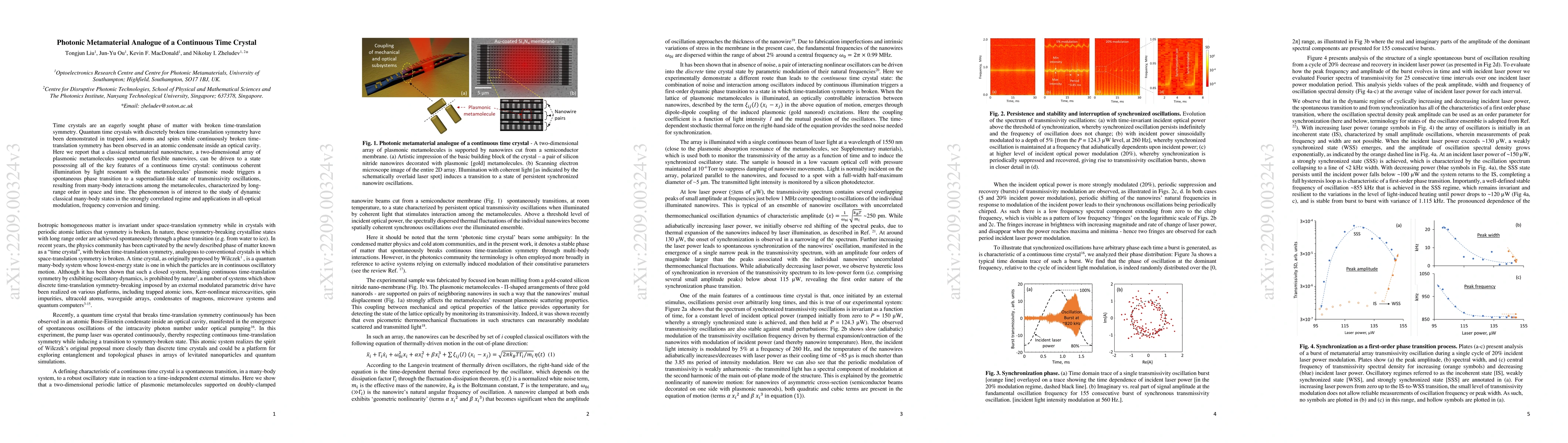 Thumbnail for Photonic Metamaterial Analogue of a Continuous Time Crystal