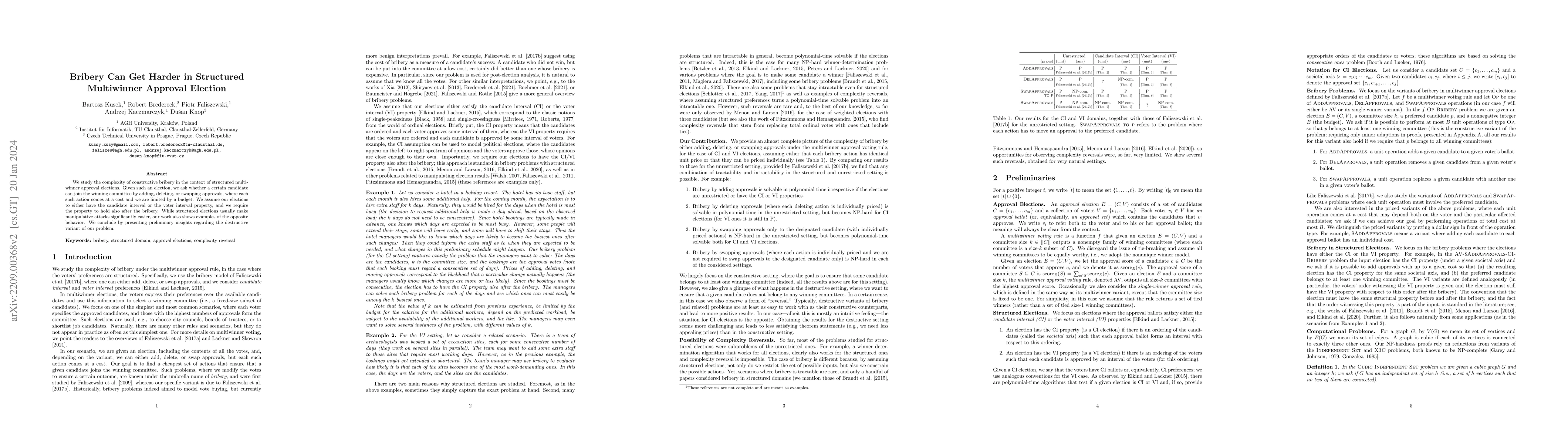 Thumbnail for Bribery Can Get Harder in Structured Multiwinner Approval Election