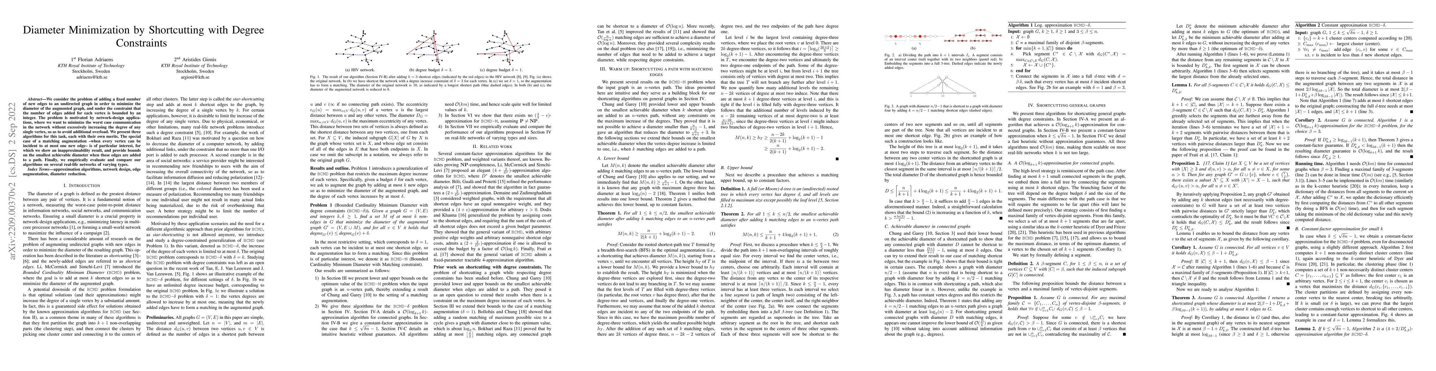 Thumbnail for Diameter Minimization by Shortcutting with Degree Constraints