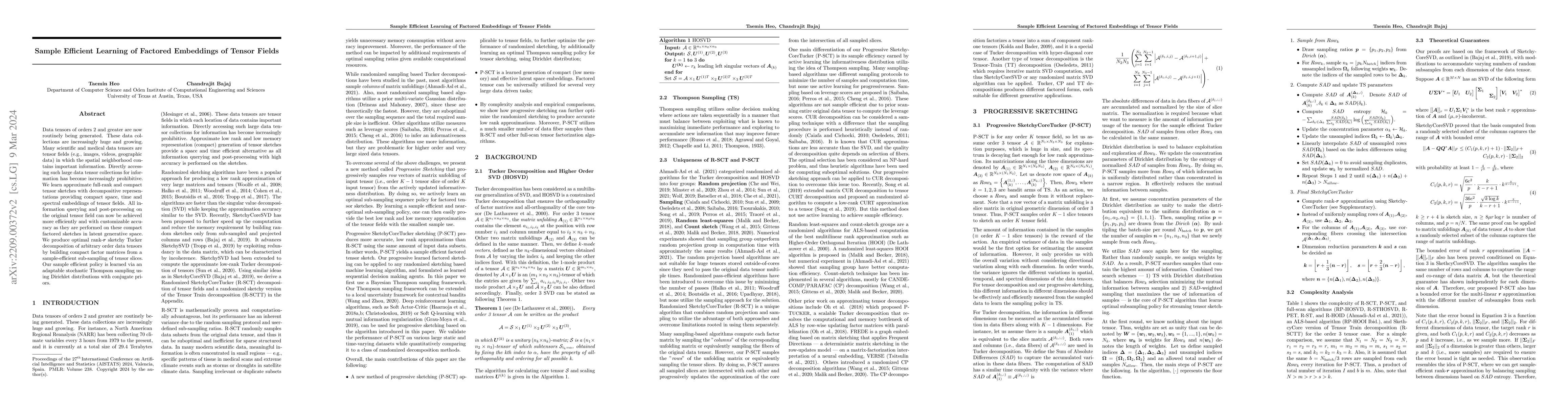 Thumbnail for Sample Efficient Learning of Factored Embeddings of Tensor Fields