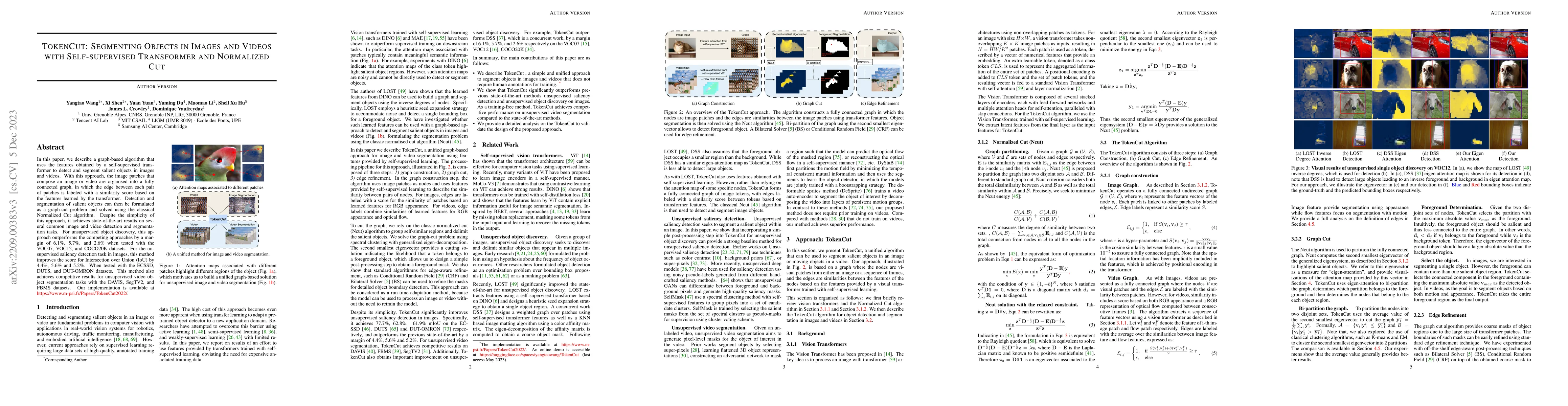 Thumbnail for TokenCut: Segmenting Objects in Images and Videos with Self-supervised
  Transformer and Normalized Cut