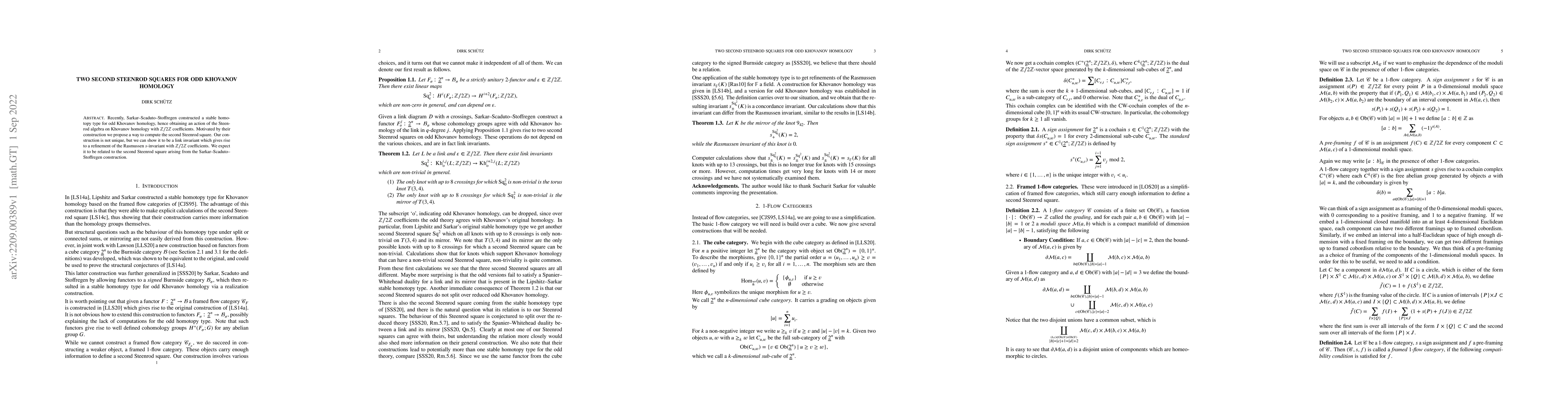 Thumbnail for Two second Steenrod squares for odd Khovanov homology