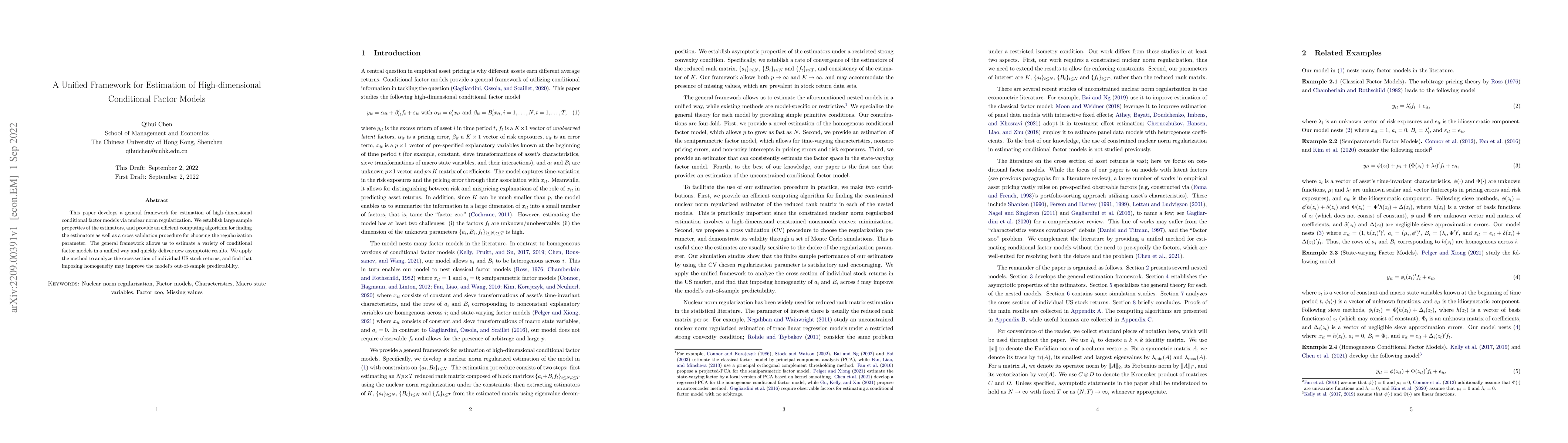 Thumbnail for A Unified Framework for Estimation of High-dimensional Conditional
  Factor Models