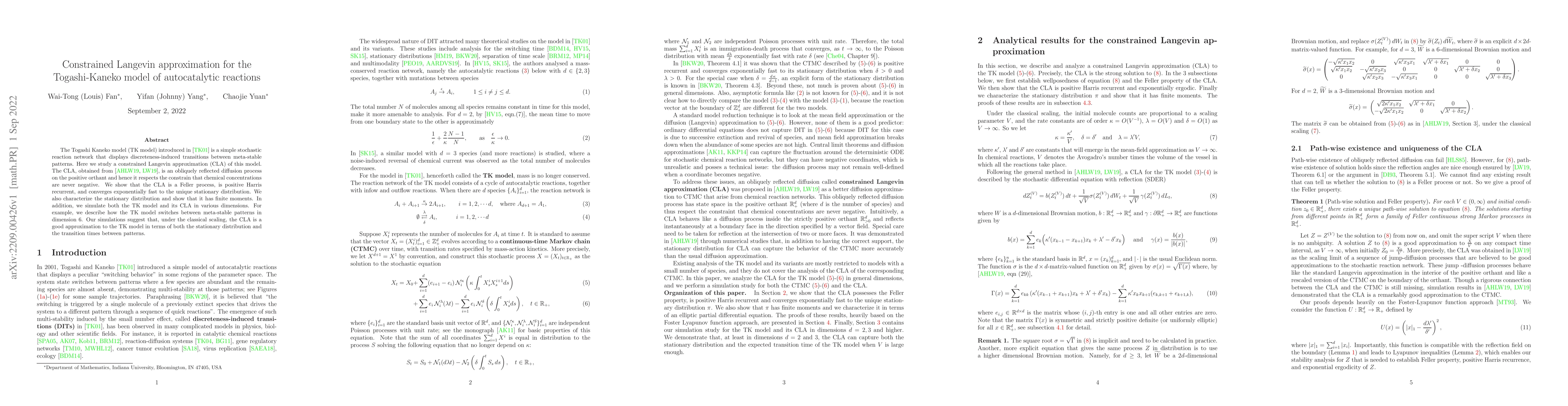 Thumbnail for Constrained Langevin approximation for the Togashi-Kaneko model of
  autocatalytic reactions