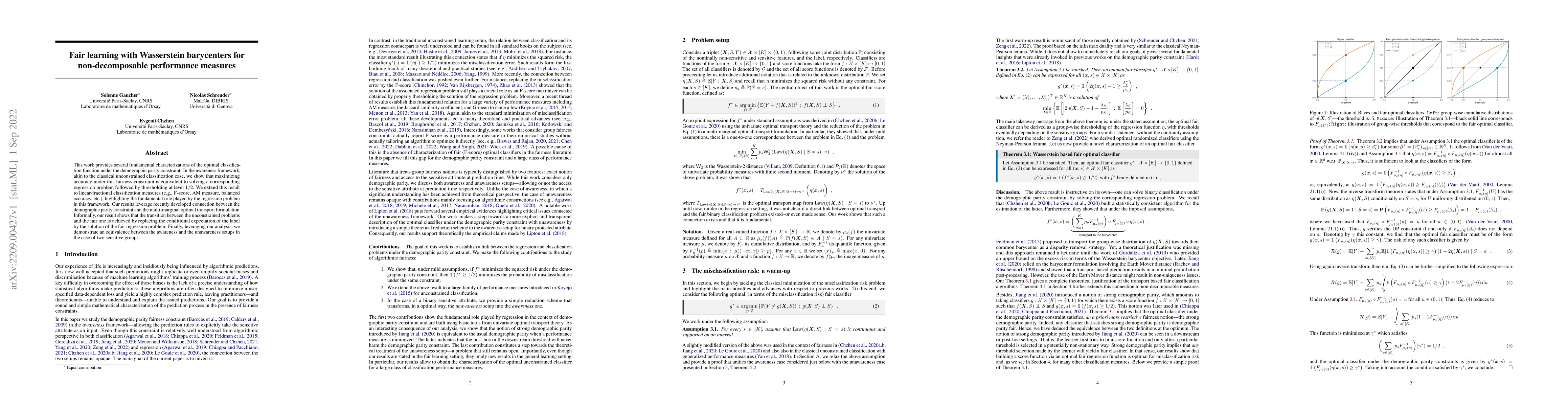 Thumbnail for Fair learning with Wasserstein barycenters for non-decomposable
  performance measures