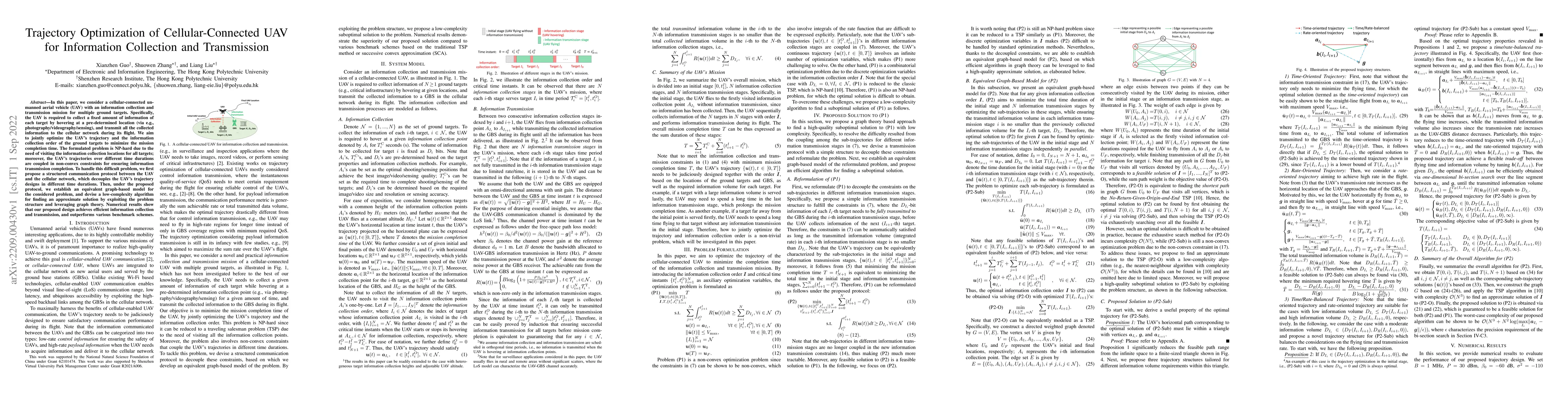 Thumbnail for Trajectory Optimization of Cellular-Connected UAV for Information
  Collection and Transmission
