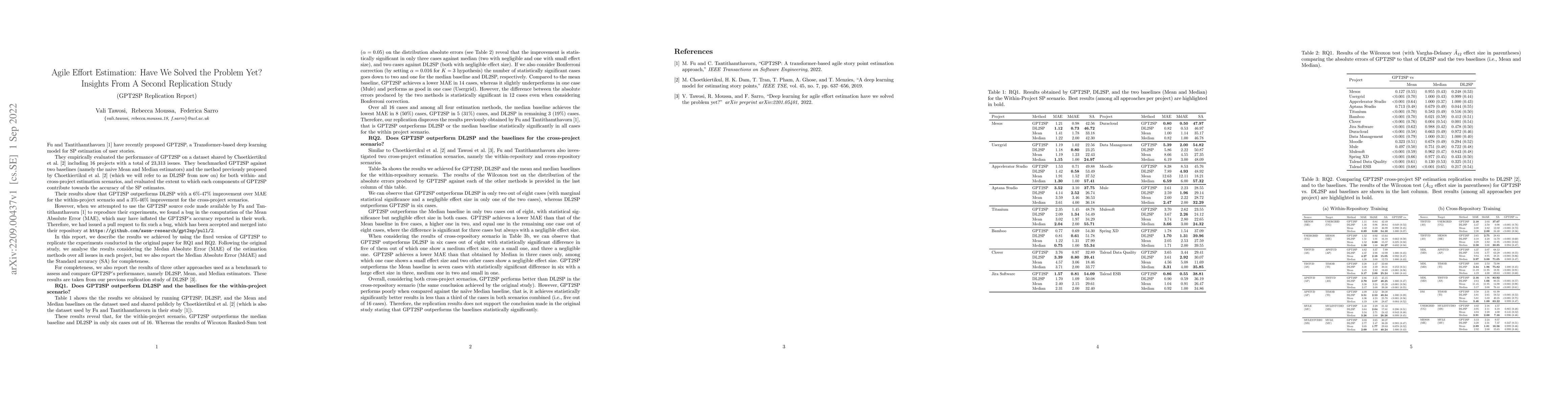 Thumbnail for Agile Effort Estimation: Have We Solved the Problem Yet? Insights From A
  Second Replication Study (GPT2SP Replication Report)