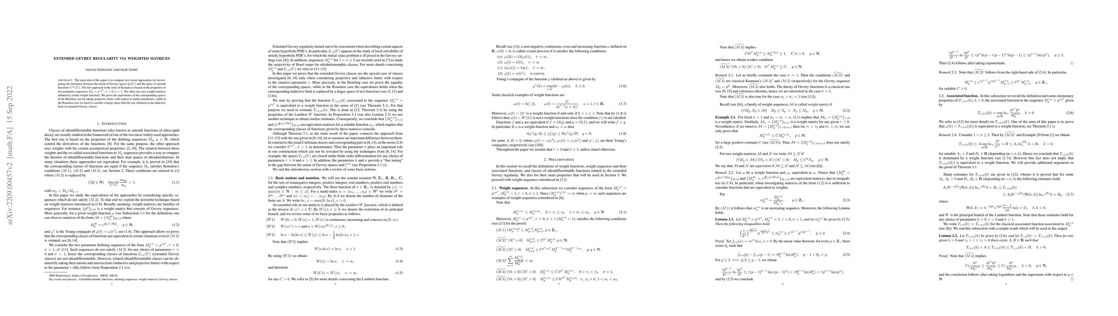 Thumbnail for Extended Gevrey regularity via weighted matrices