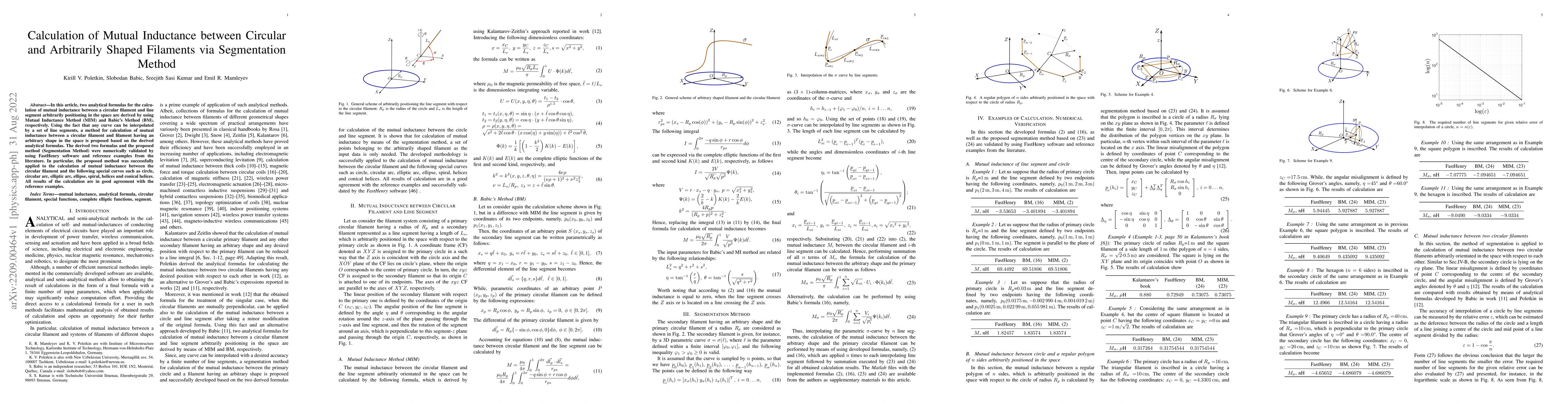Thumbnail for Calculation of Mutual Inductance between Circular and Arbitrarily Shaped
  Filaments via Segmentation Method