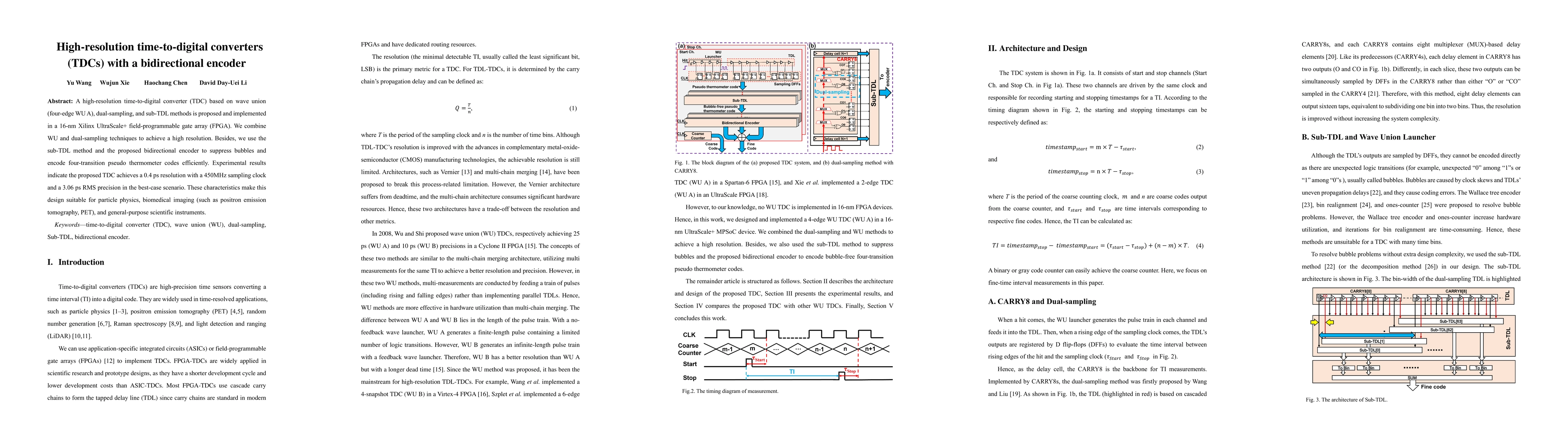 Thumbnail for High-resolution time-to-digital converters (TDCs) with a bidirectional
  encoder