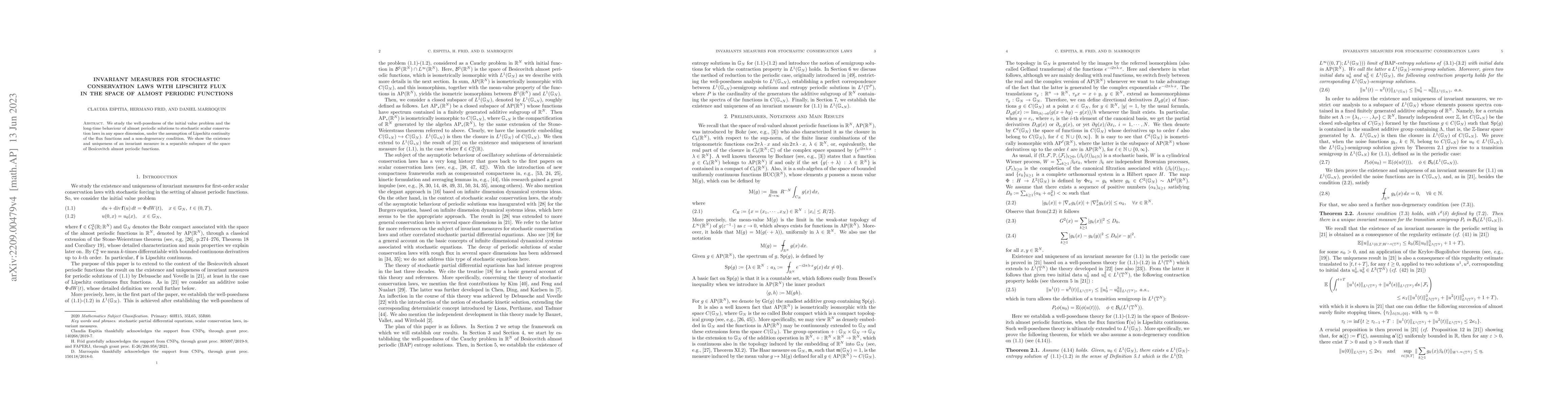 Thumbnail for Invariant measures for stochastic conservation laws with Lipschitz flux
  in the space of almost periodic functions
