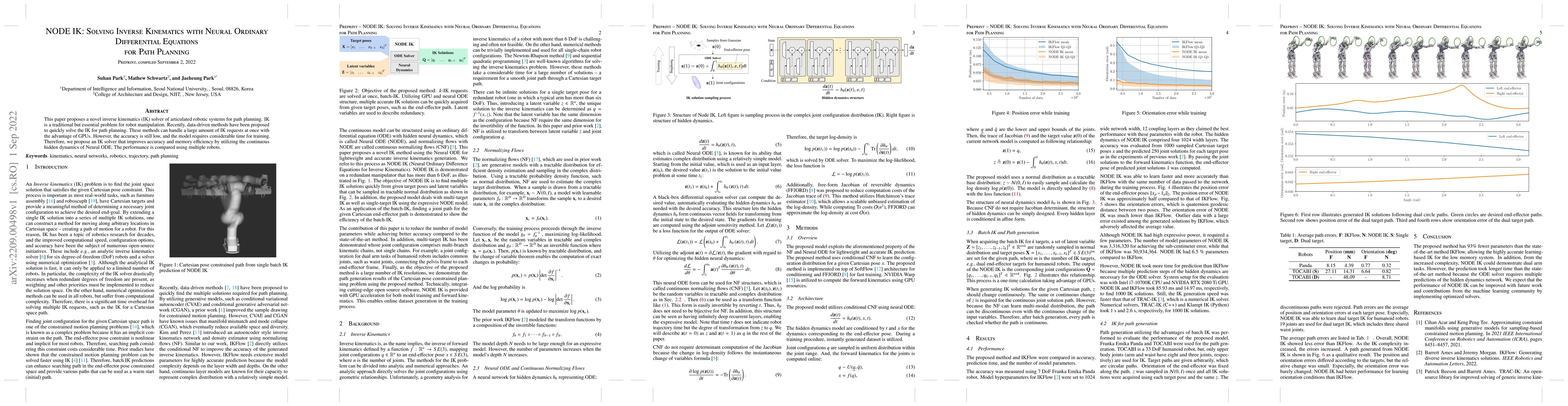 Thumbnail for NODE IK: Solving Inverse Kinematics with Neural Ordinary Differential
  Equations for Path Planning