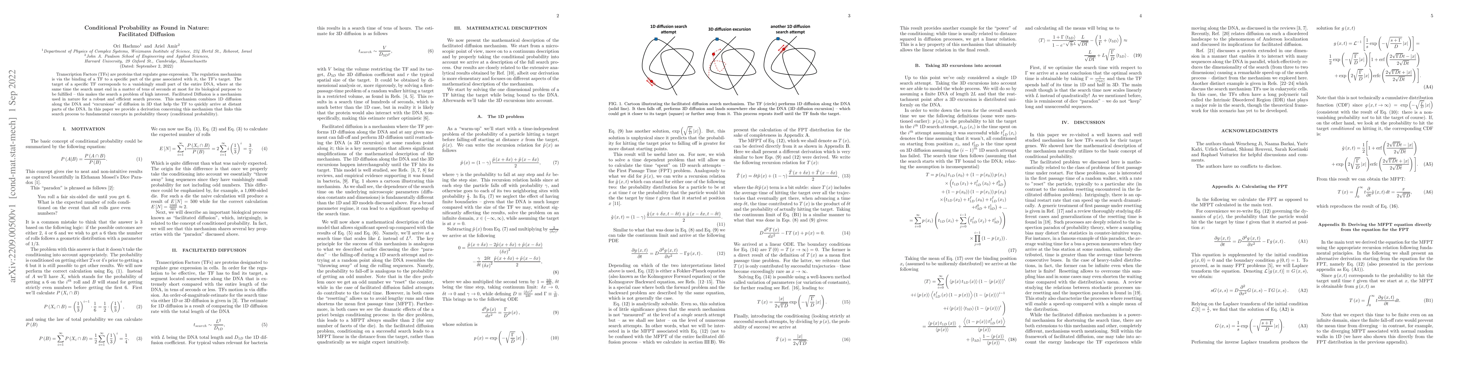Thumbnail for Conditional Probability as Found in Nature: Facilitated Diffusion