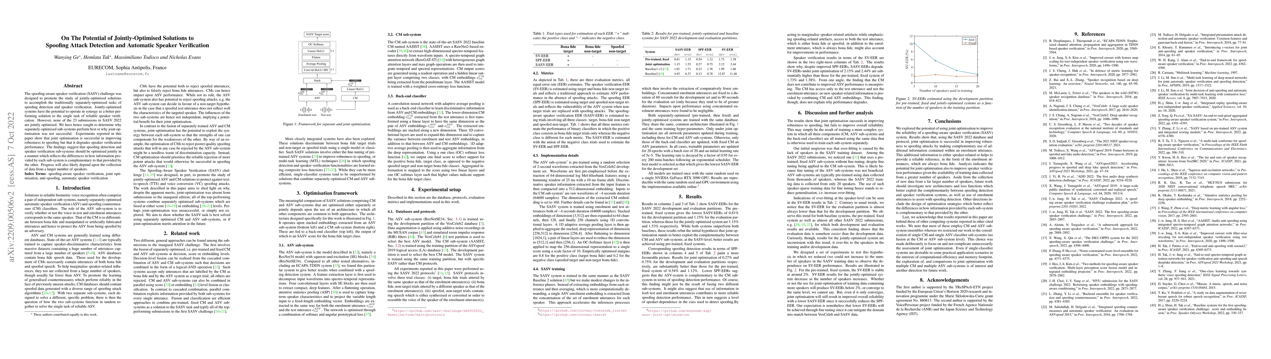 Thumbnail for On the potential of jointly-optimised solutions to spoofing attack
  detection and automatic speaker verification