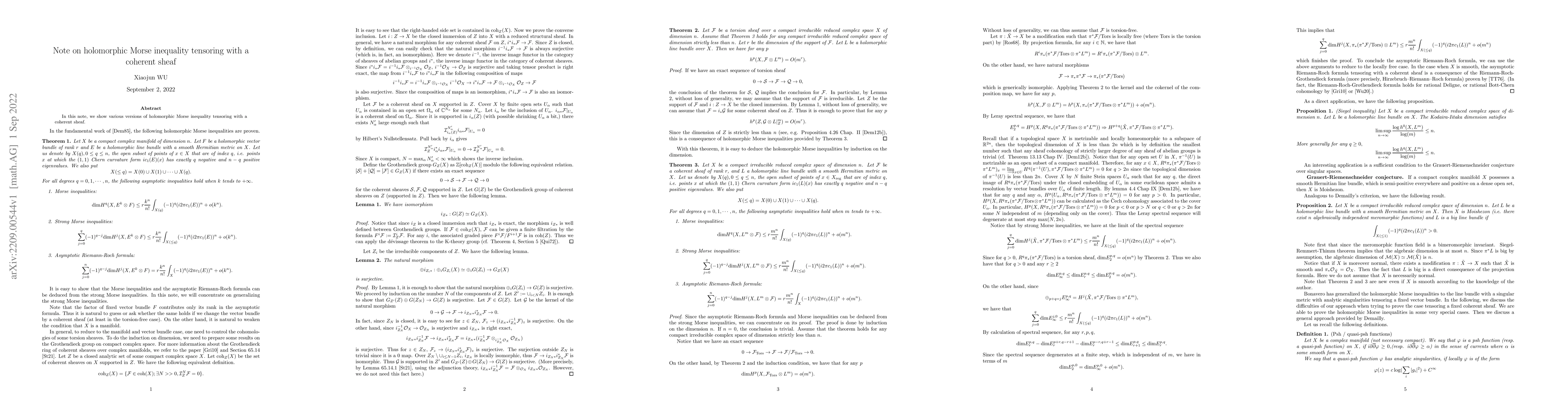 Thumbnail for Note on holomorphic Morse inequalities tensoring with a coherent sheaf