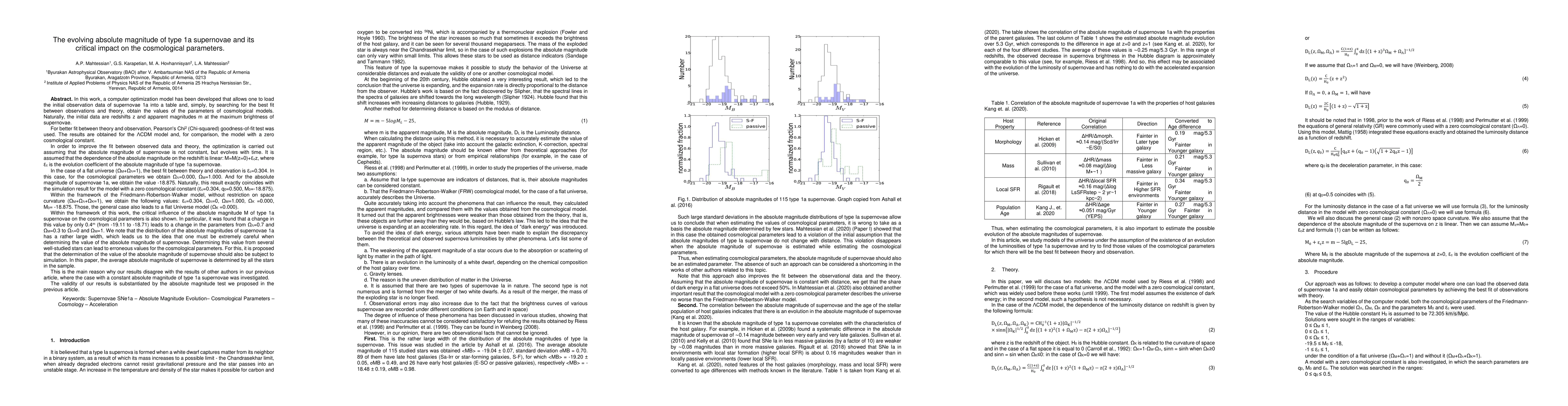 Thumbnail for The evolving absolute magnitude of type 1a supernovae and its critical
  impact on the cosmological parameters