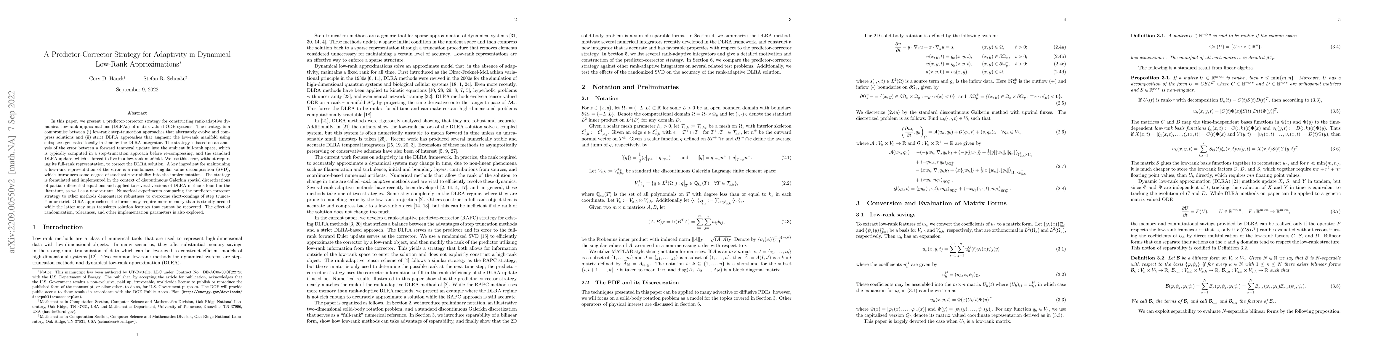 Thumbnail for A Predictor-Corrector Strategy for Adaptivity in Dynamical Low-Rank
  Approximations