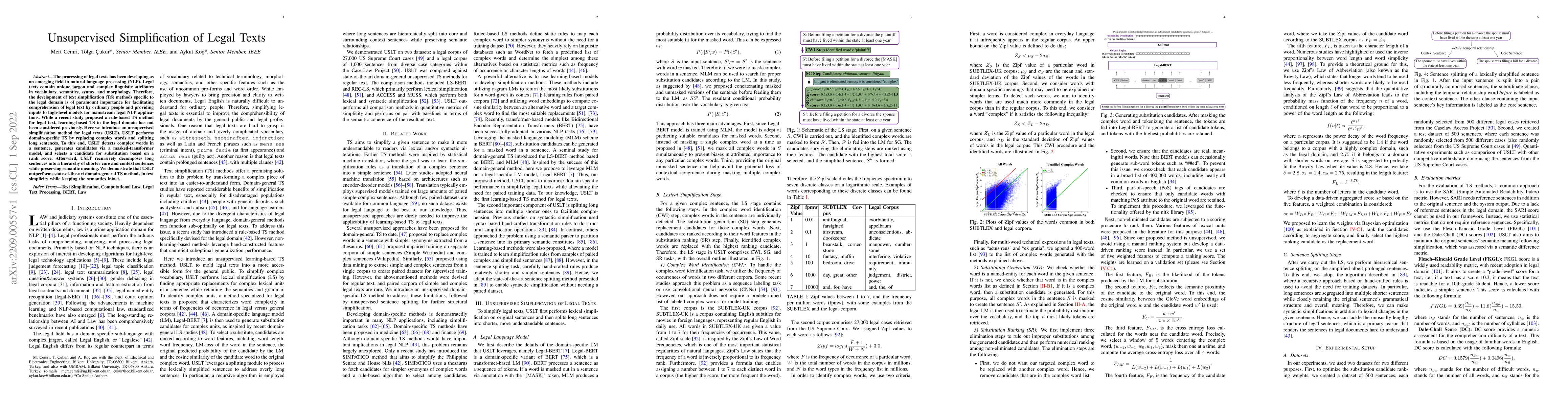Thumbnail for Unsupervised Simplification of Legal Texts