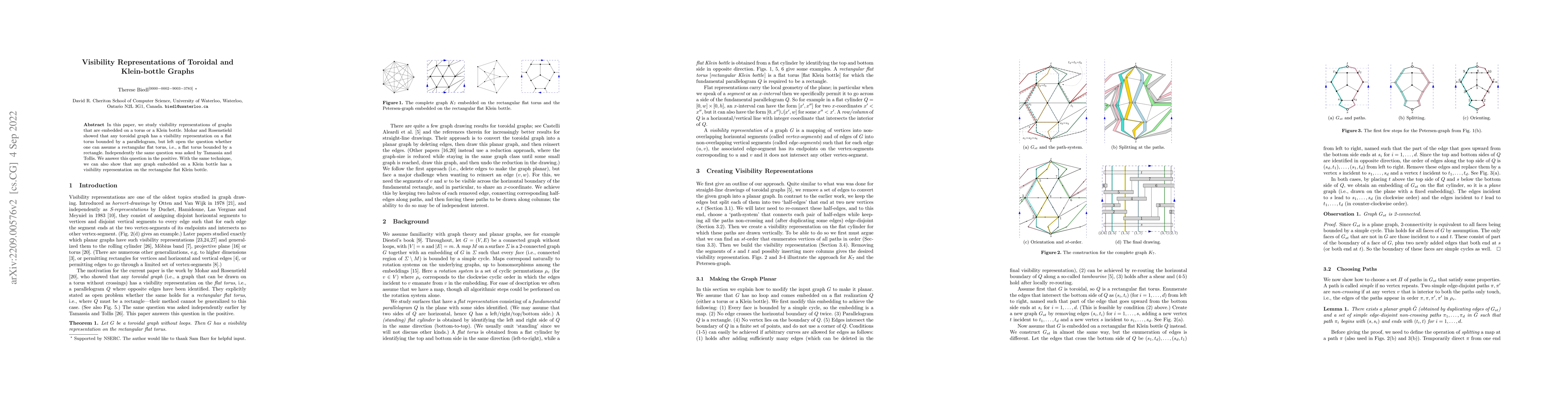 Thumbnail for Visibility Representations of Toroidal and Klein-bottle Graphs