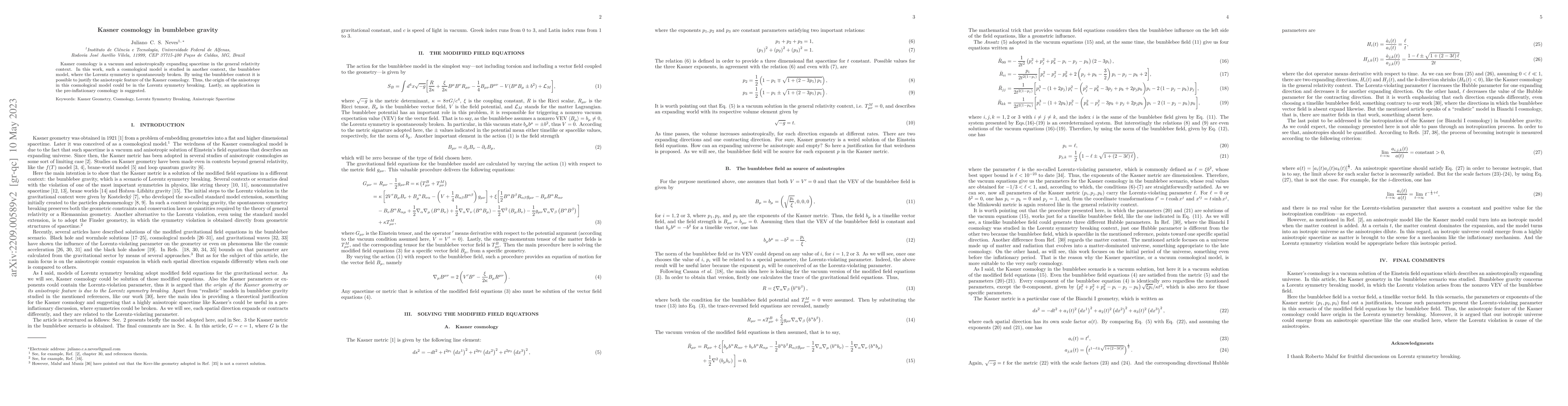 Thumbnail for Kasner cosmology in bumblebee gravity