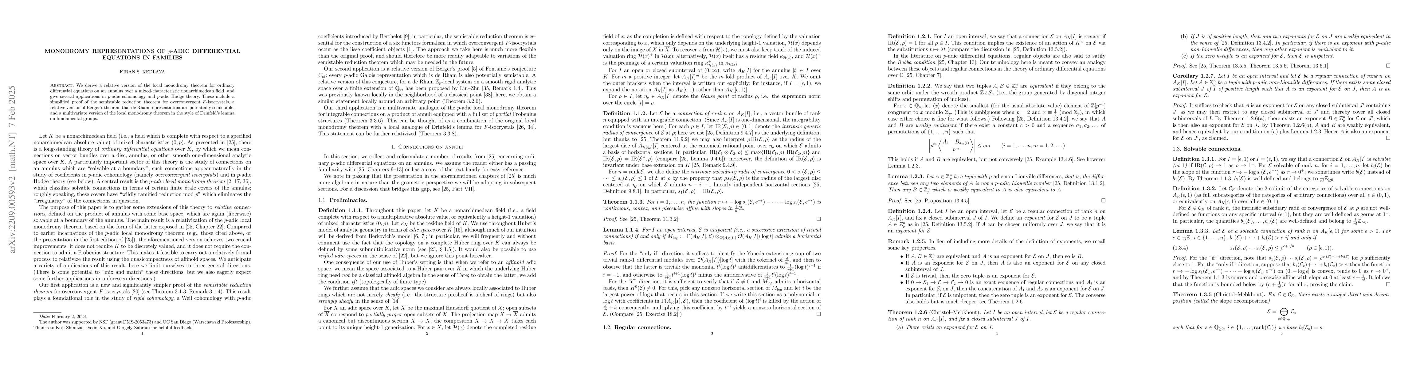 Thumbnail for Monodromy representations of $p$-adic differential equations in families