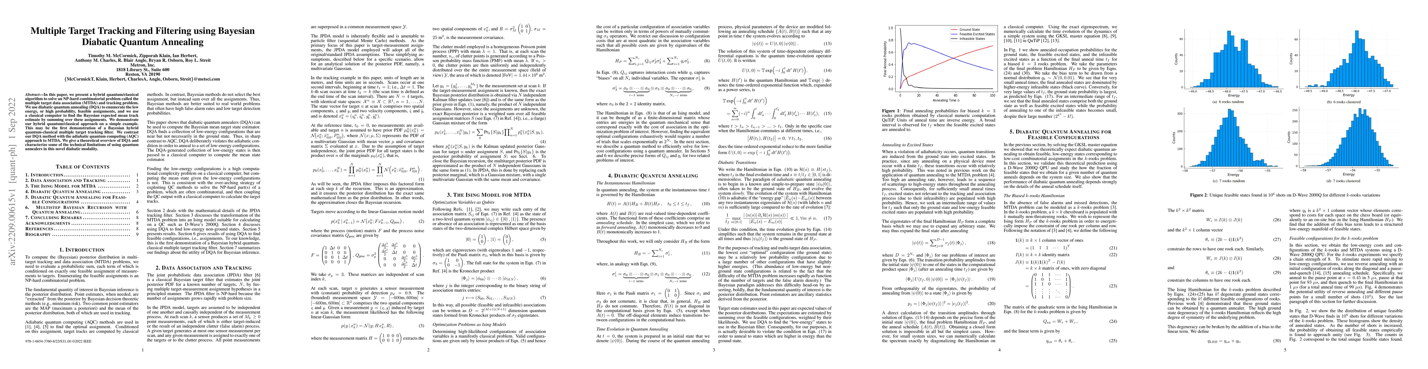 Thumbnail for Multiple Target Tracking and Filtering using Bayesian Diabatic Quantum
  Annealing