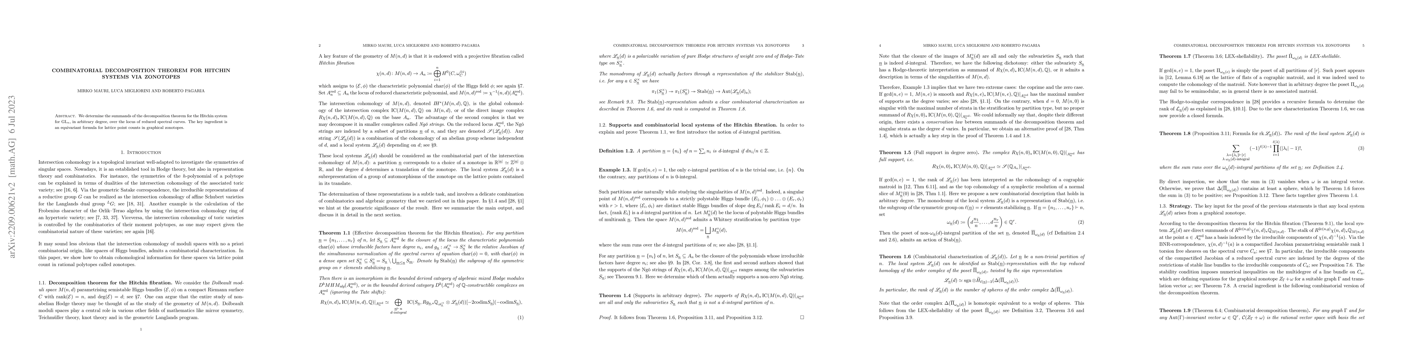 Thumbnail for Combinatorial decomposition theorem for Hitchin systems via zonotopes