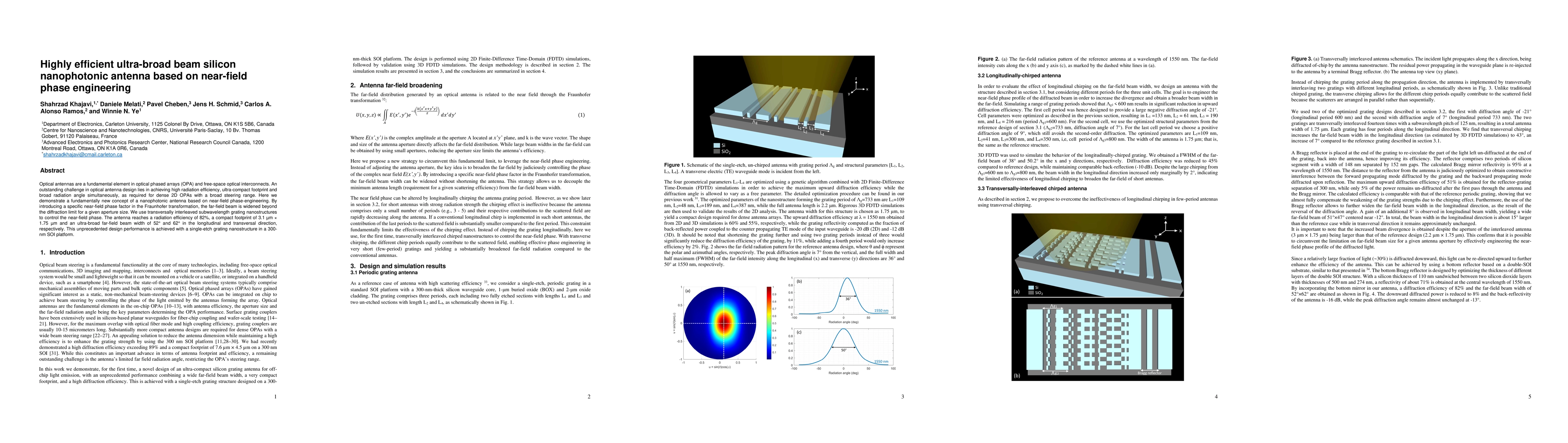 Thumbnail for Highly efficient ultra-broad beam silicon nanophotonic antenna based on
  near-field phase engineering