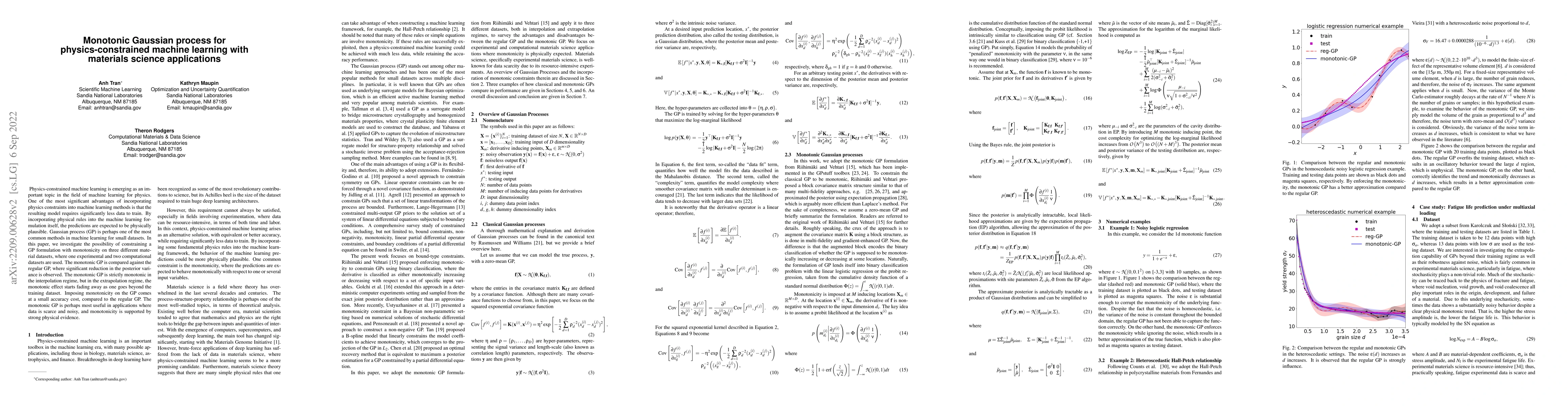 Thumbnail for Monotonic Gaussian process for physics-constrained machine learning with
  materials science applications