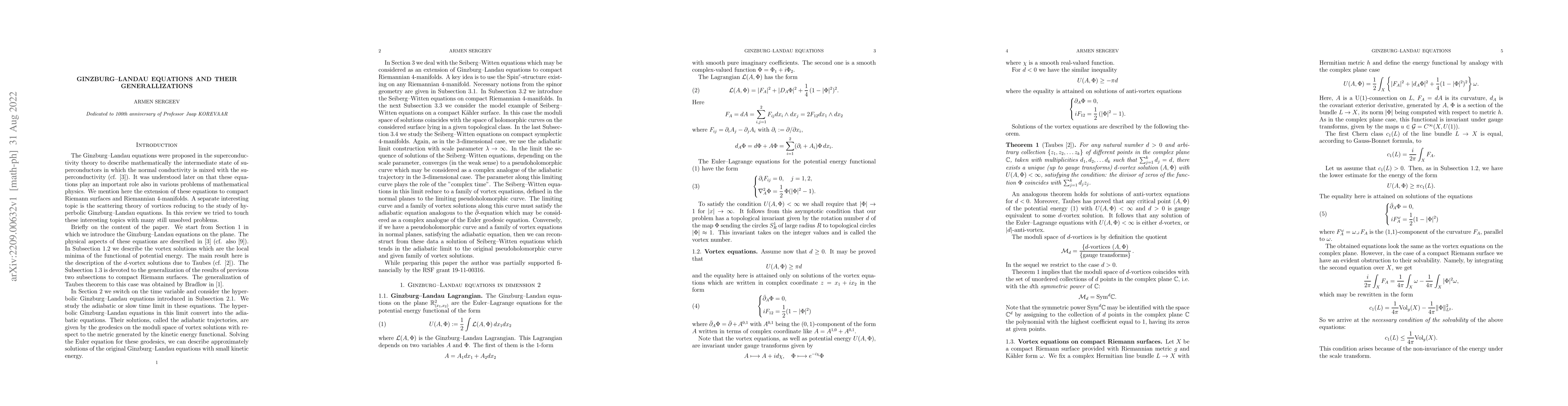 Thumbnail for Ginzburg-Landau equations and their generalizations