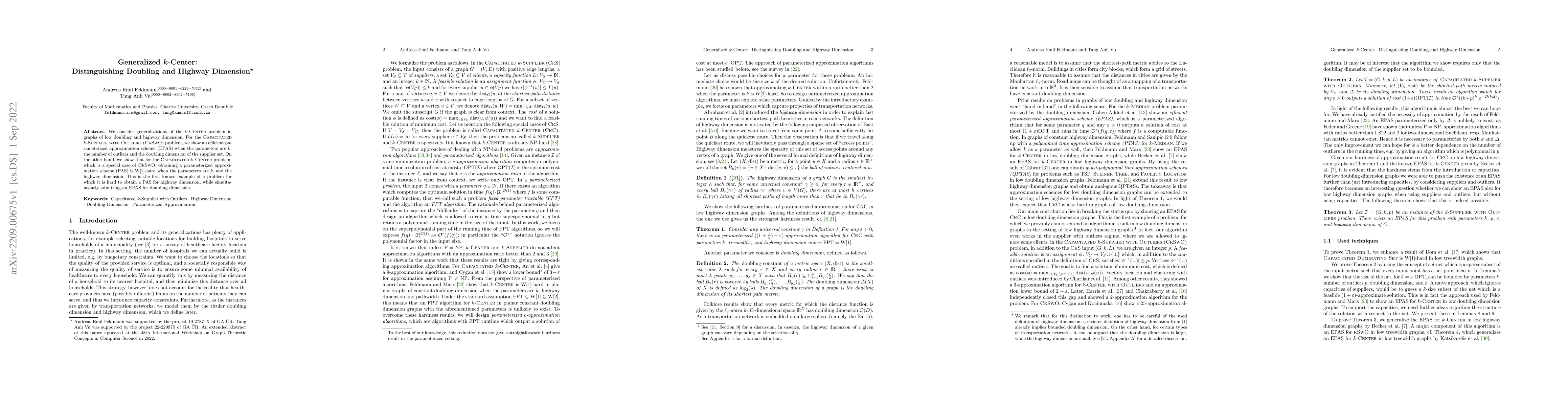 Thumbnail for Generalized $k$-Center: Distinguishing Doubling and Highway Dimension