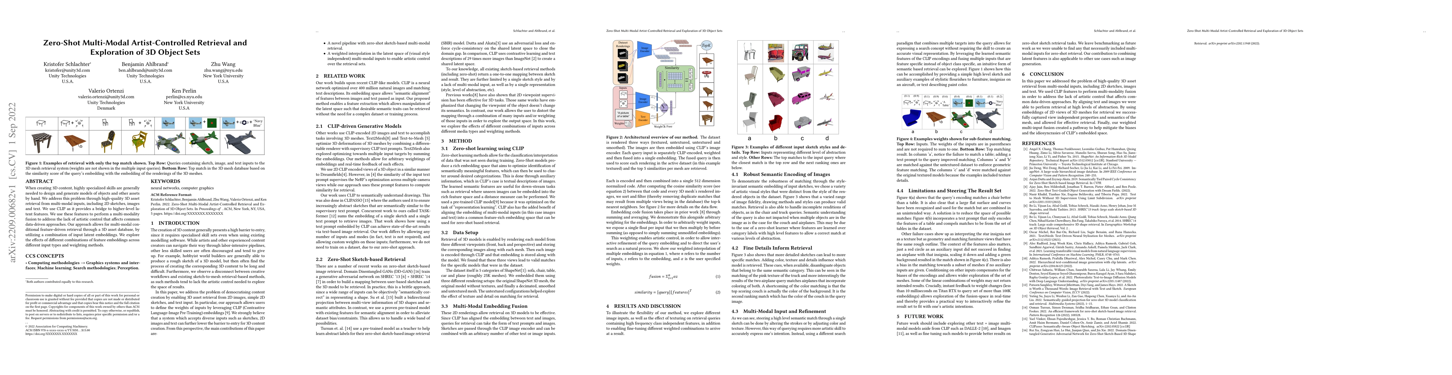 Thumbnail for Zero-Shot Multi-Modal Artist-Controlled Retrieval and Exploration of 3D
  Object Sets