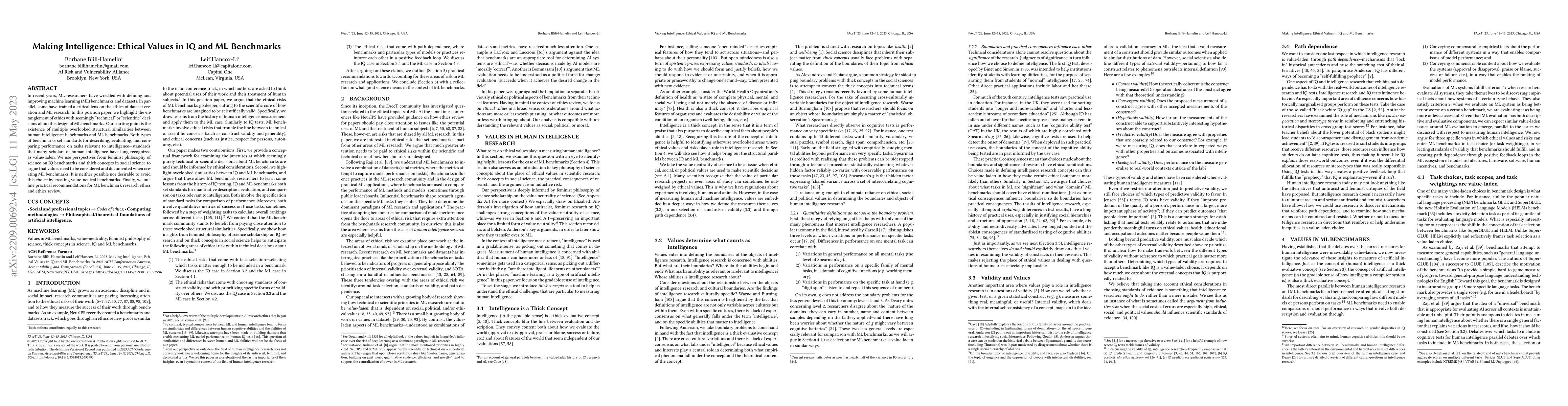 Thumbnail for Making Intelligence: Ethical Values in IQ and ML Benchmarks