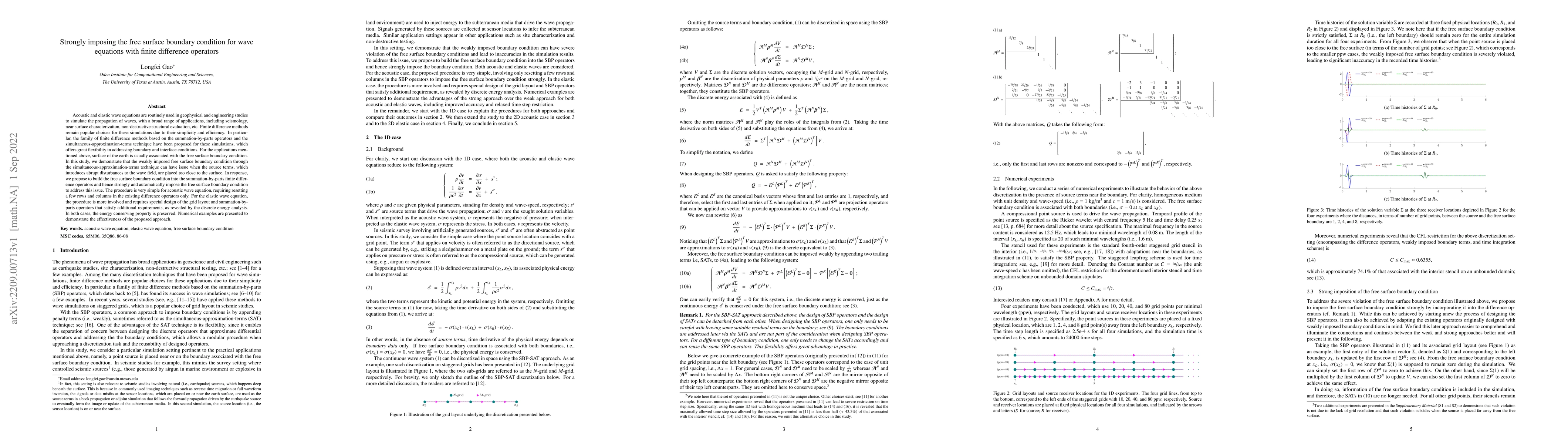 Thumbnail for Strongly imposing the free surface boundary condition for wave equations
  with finite difference operators