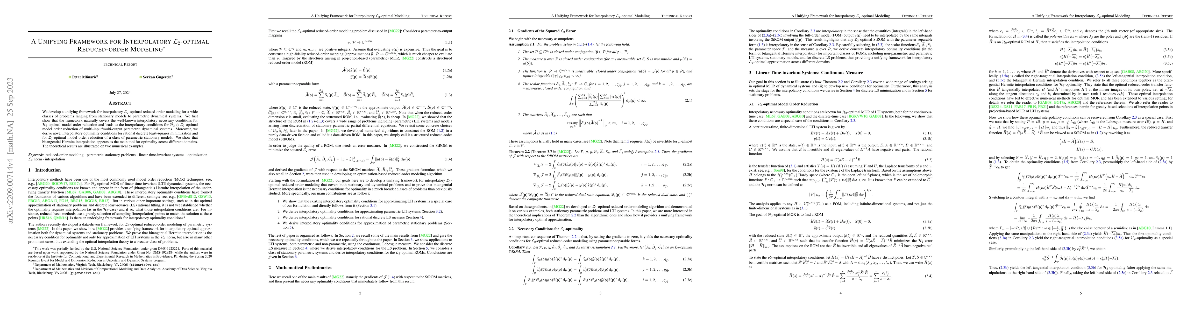 Thumbnail for A Unifying Framework for Interpolatory $\mathcal{L}_2$-optimal
  Reduced-order Modeling