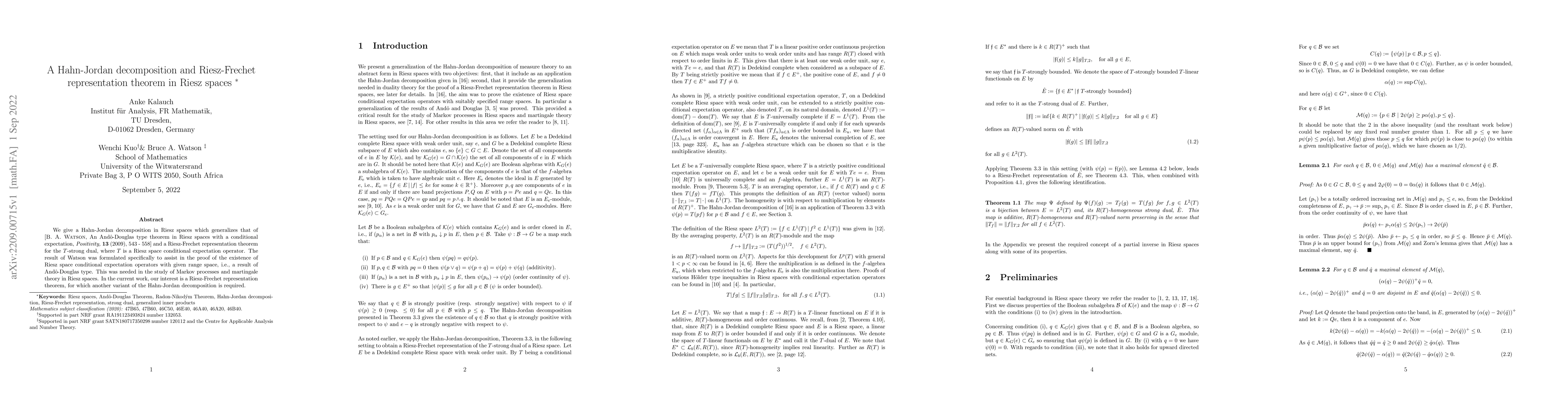 Thumbnail for A Hahn-Jordan decomposition and Riesz-Frechet representation theorem in
  Riesz spaces