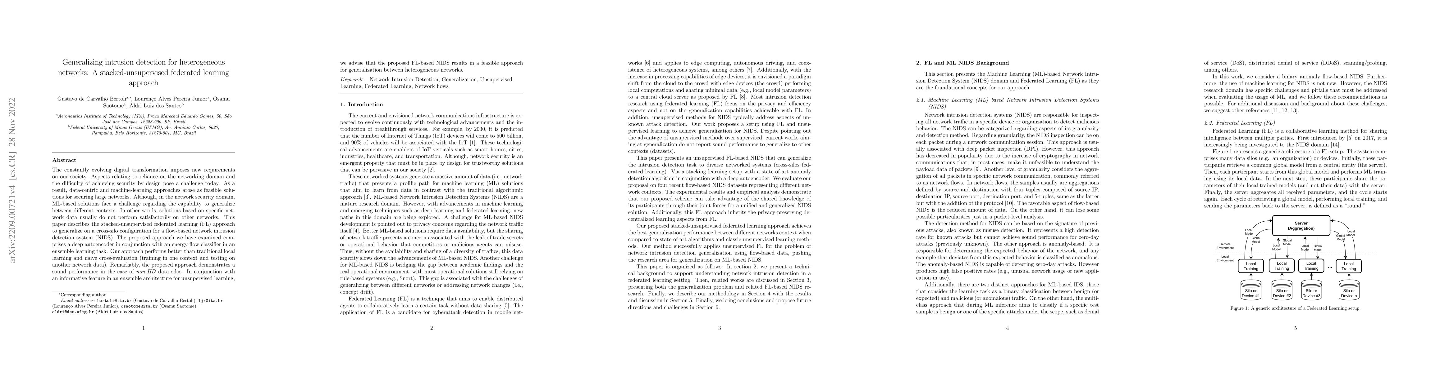 Thumbnail for Generalizing intrusion detection for heterogeneous networks: A
  stacked-unsupervised federated learning approach