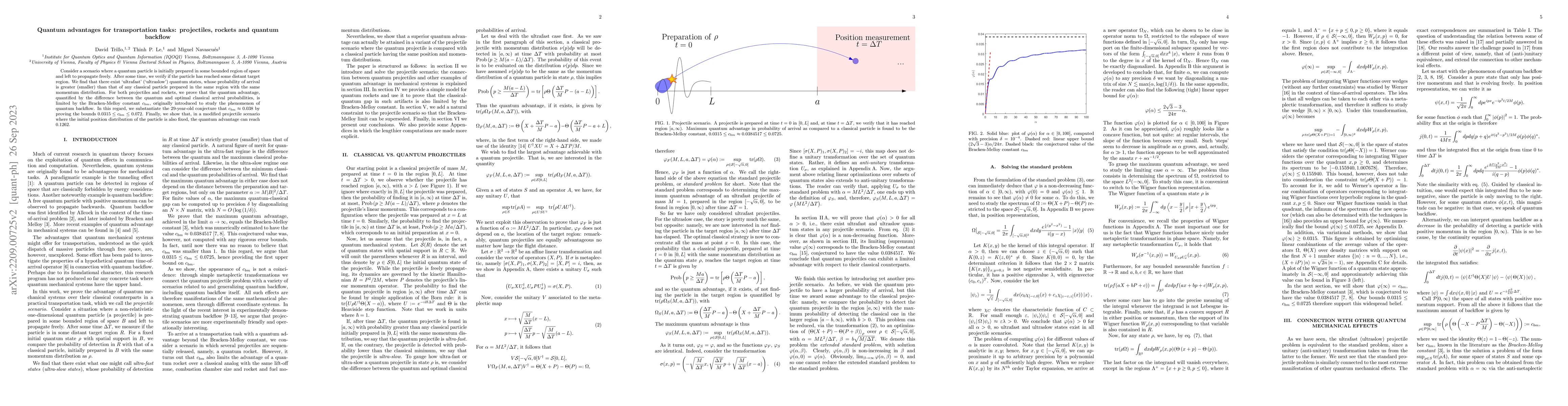 Thumbnail for Quantum advantages for transportation tasks: projectiles, rockets and
  quantum backflow