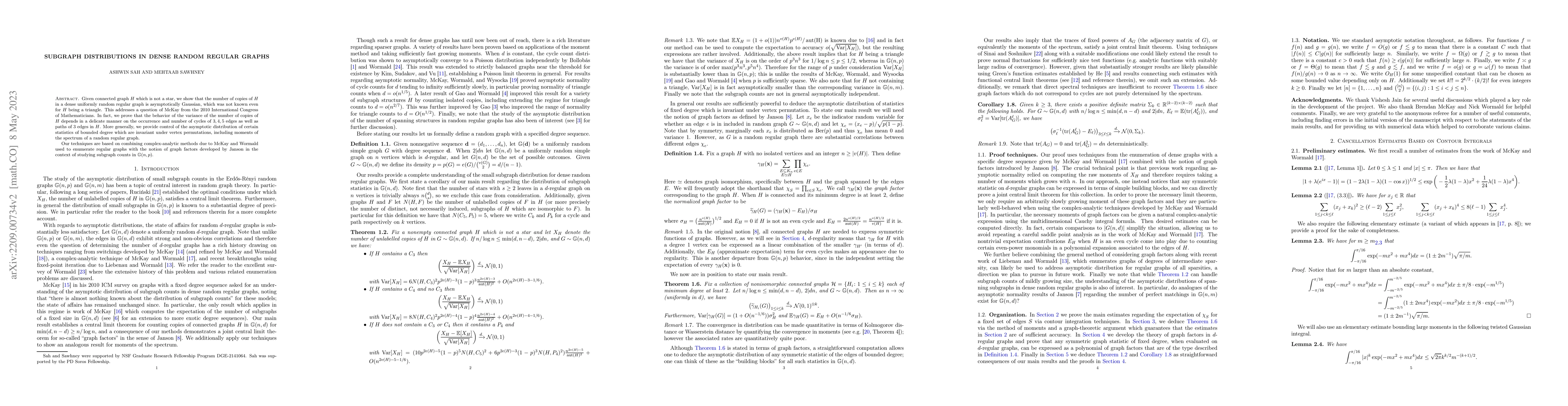 Thumbnail for Subgraph distributions in dense random regular graphs