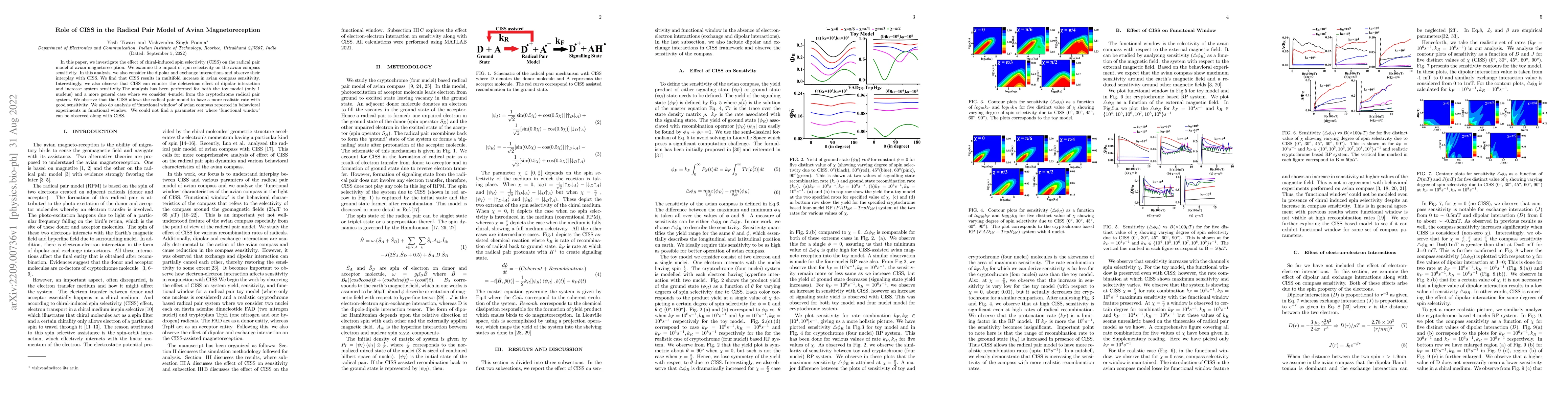 Thumbnail for Role of CISS in the Radical Pair Model of Avian Magnetoreception