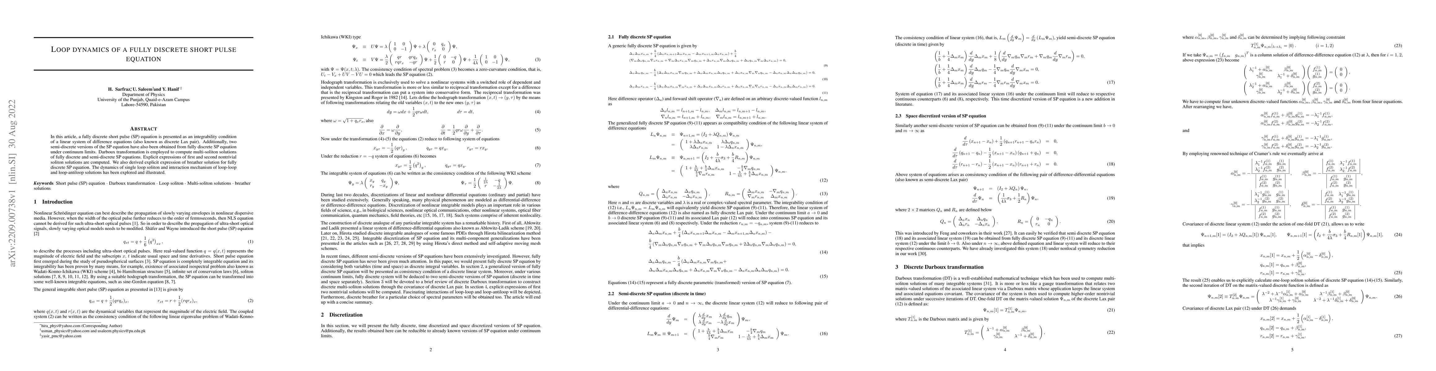 Thumbnail for Loop dynamics of a fully discrete short pulse equation