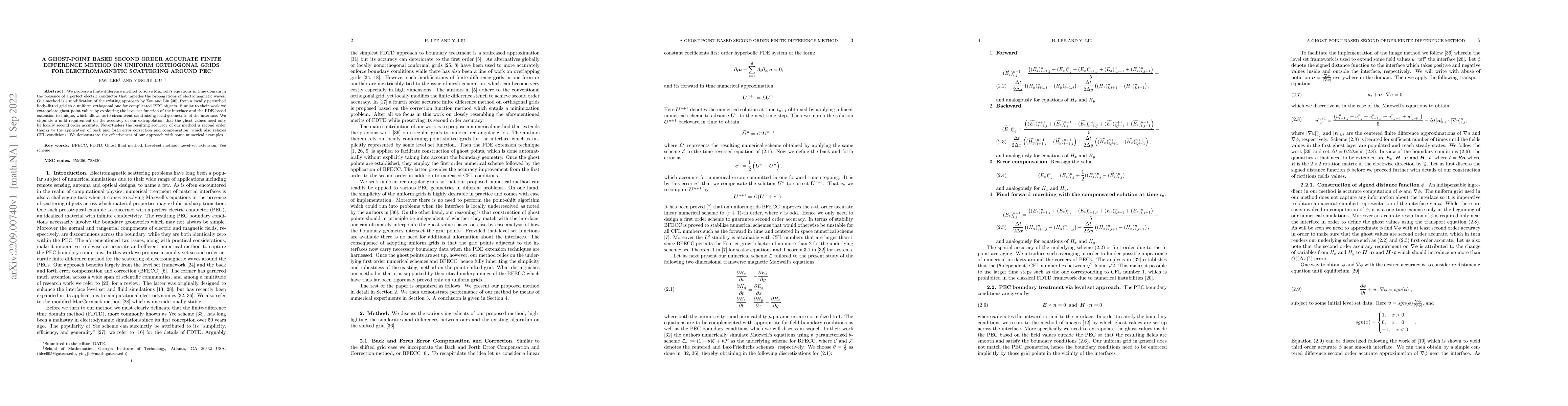 Thumbnail for A ghost-point based second order accurate finite difference method on
  uniform orthogonal grids for electromagnetic scattering around PEC