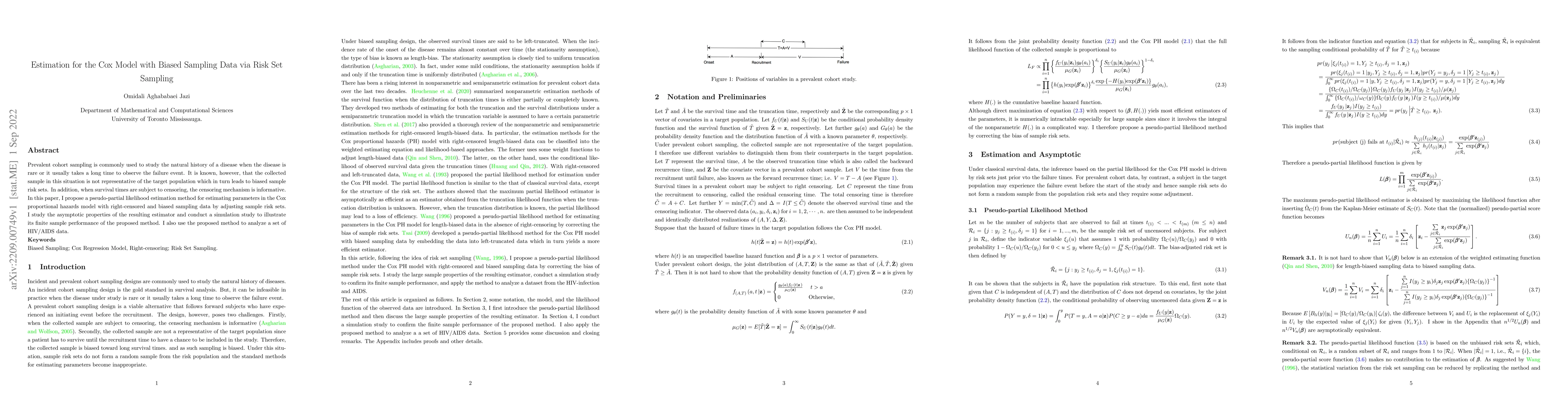 Thumbnail for Estimation for the Cox Model with Biased Sampling Data via Risk Set
  Sampling